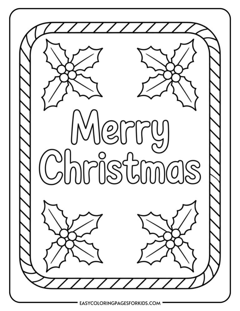Merry Christmas Printable Coloring Pages (8 Pages To Print) - Easy ...
