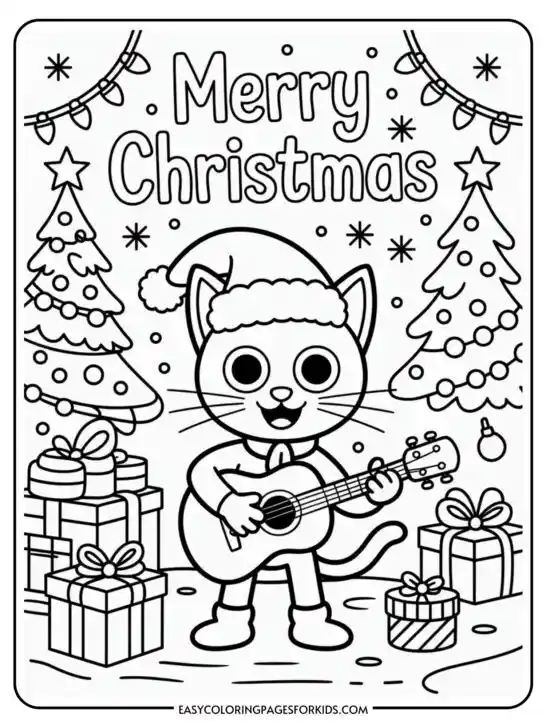 Pete The Cat Christmas Coloring Page (10 Pages To Print)