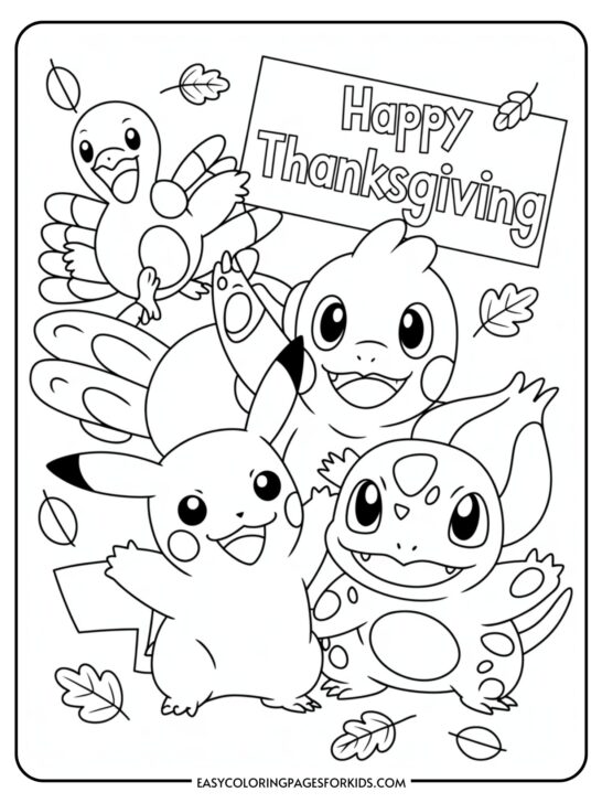 Pokemon Thanksgiving Coloring Pages (10 Sheets To Color)