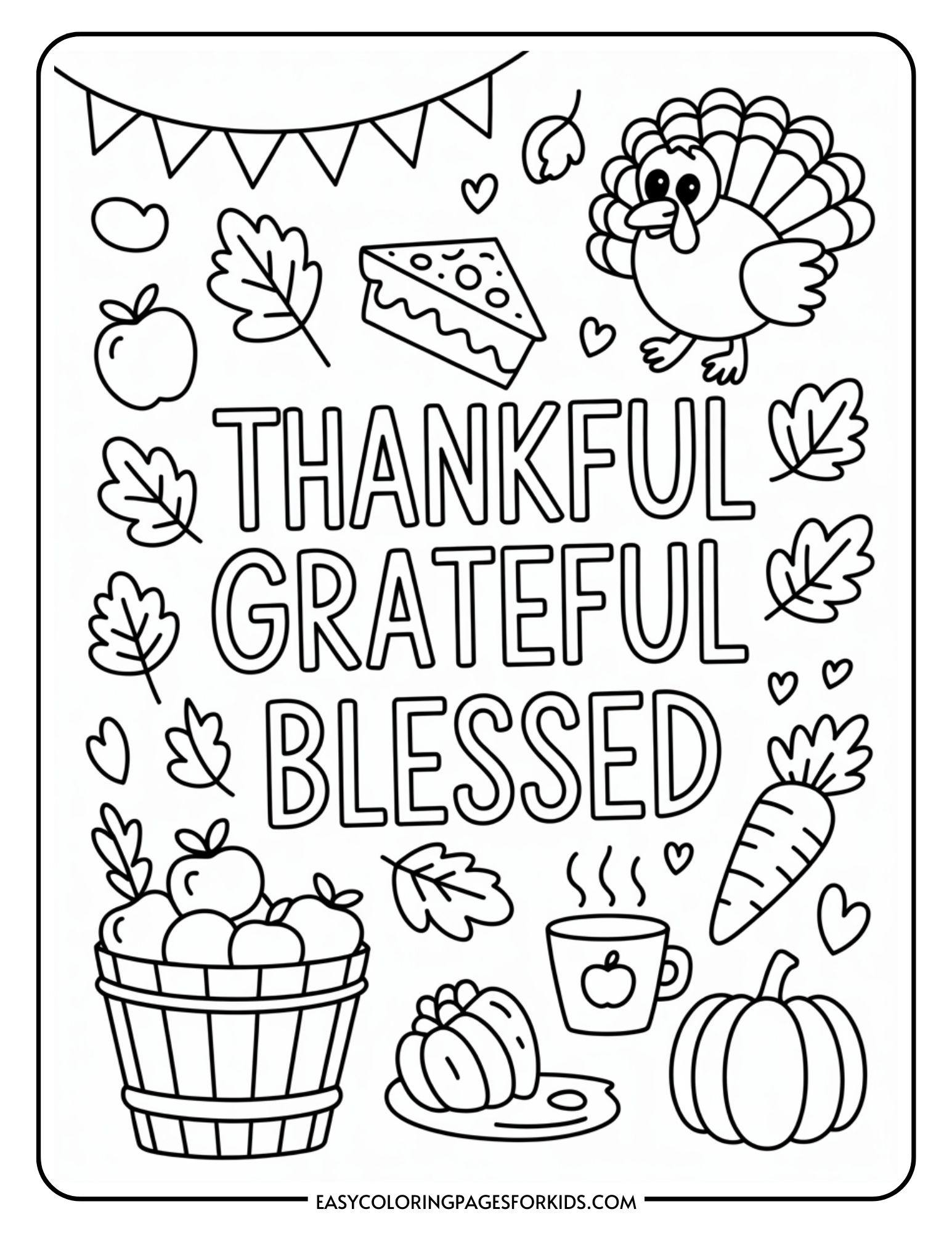 Print Thanksgiving Coloring Pages (7 PDF Pages) - Easy Coloring Pages