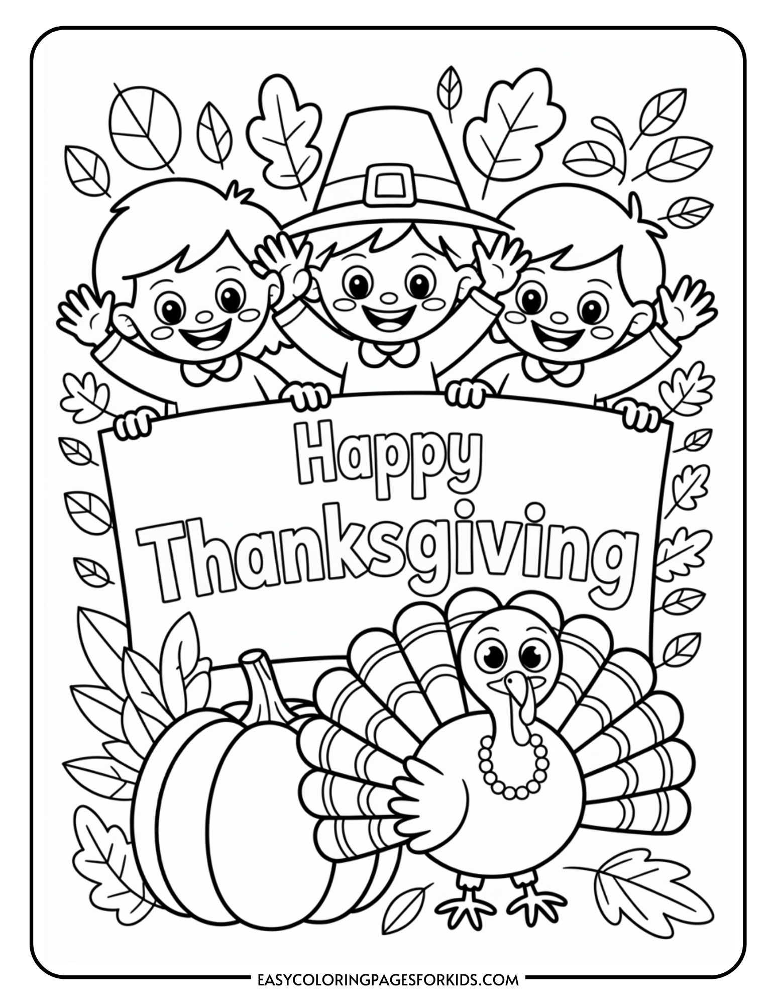 Print Thanksgiving Coloring Pages (7 PDF Pages) - Easy Coloring Pages