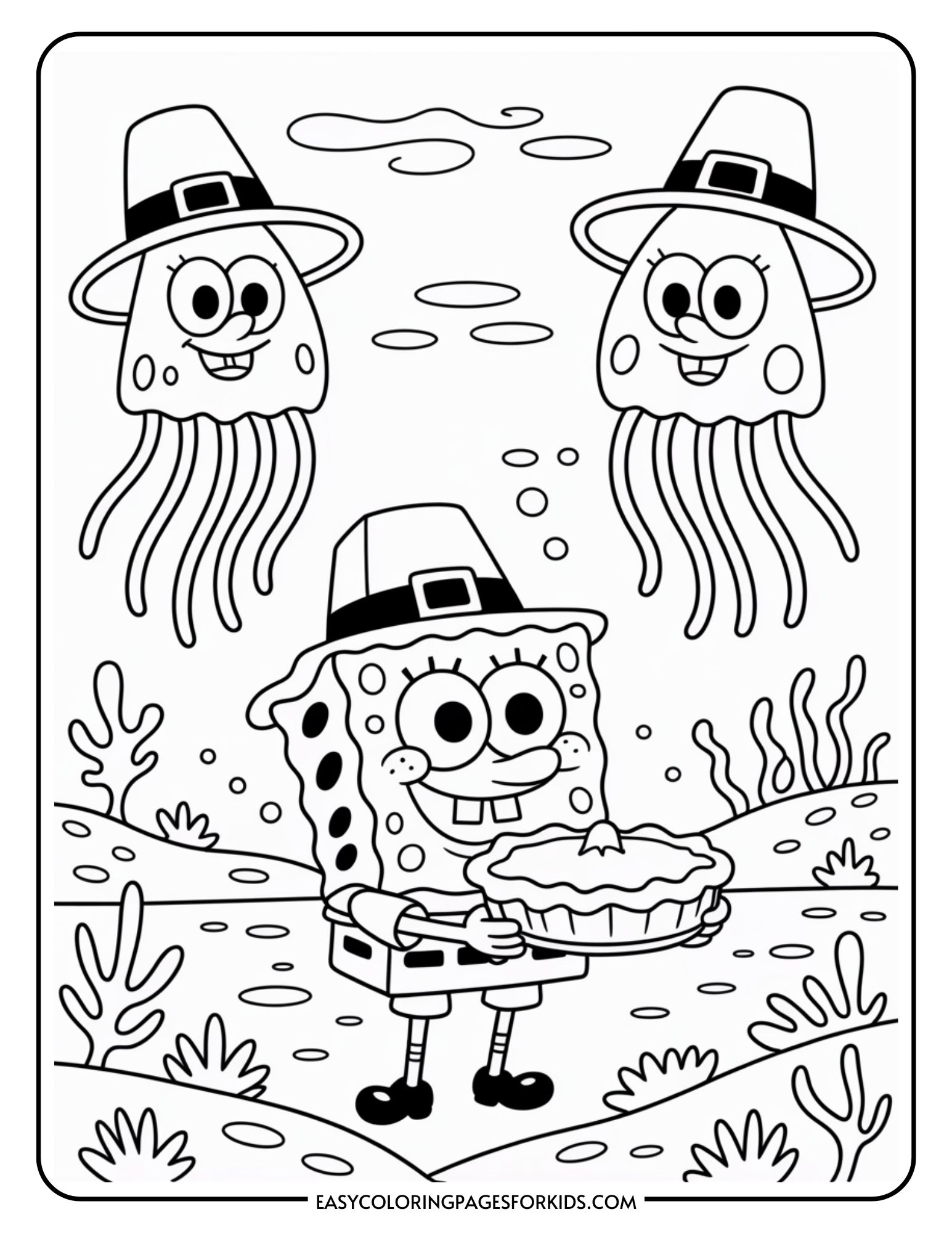 SpongeBob Thanksgiving Coloring Pages (8 Pages To Color) - Easy ...