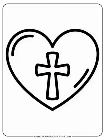 A black outline of a heart shape contains a cross in the center, on a plain background.