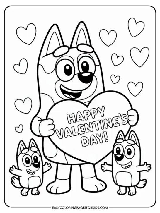 Bluey Valentines Day Coloring Page (11 Pages To Print)