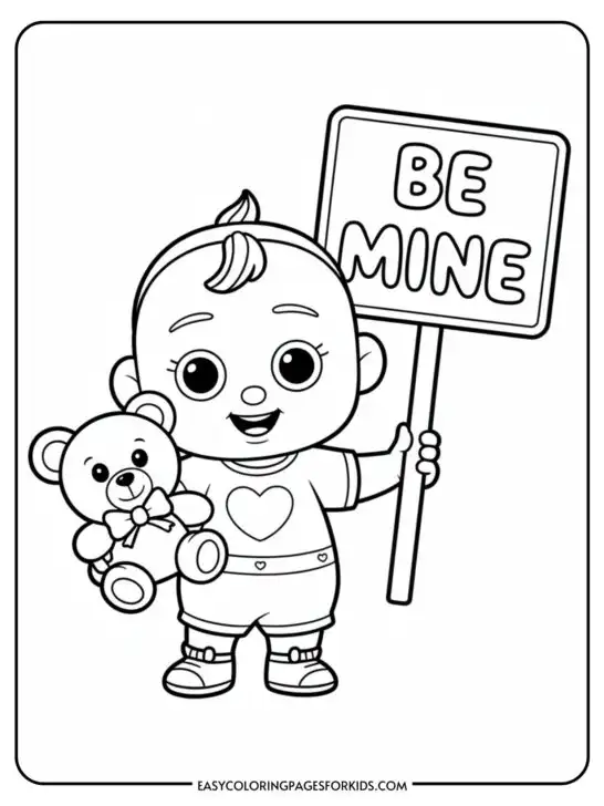 Cocomelon Valentines Coloring Pages (4 Pages To Color)