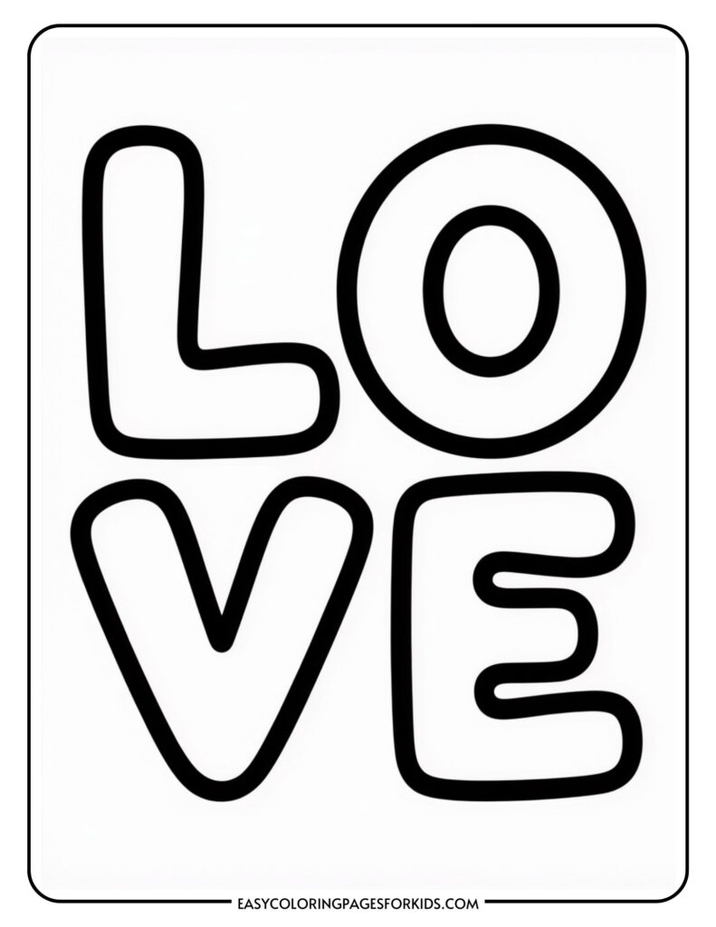 The word "LOVE" in bold, outlined letters against a plain background.