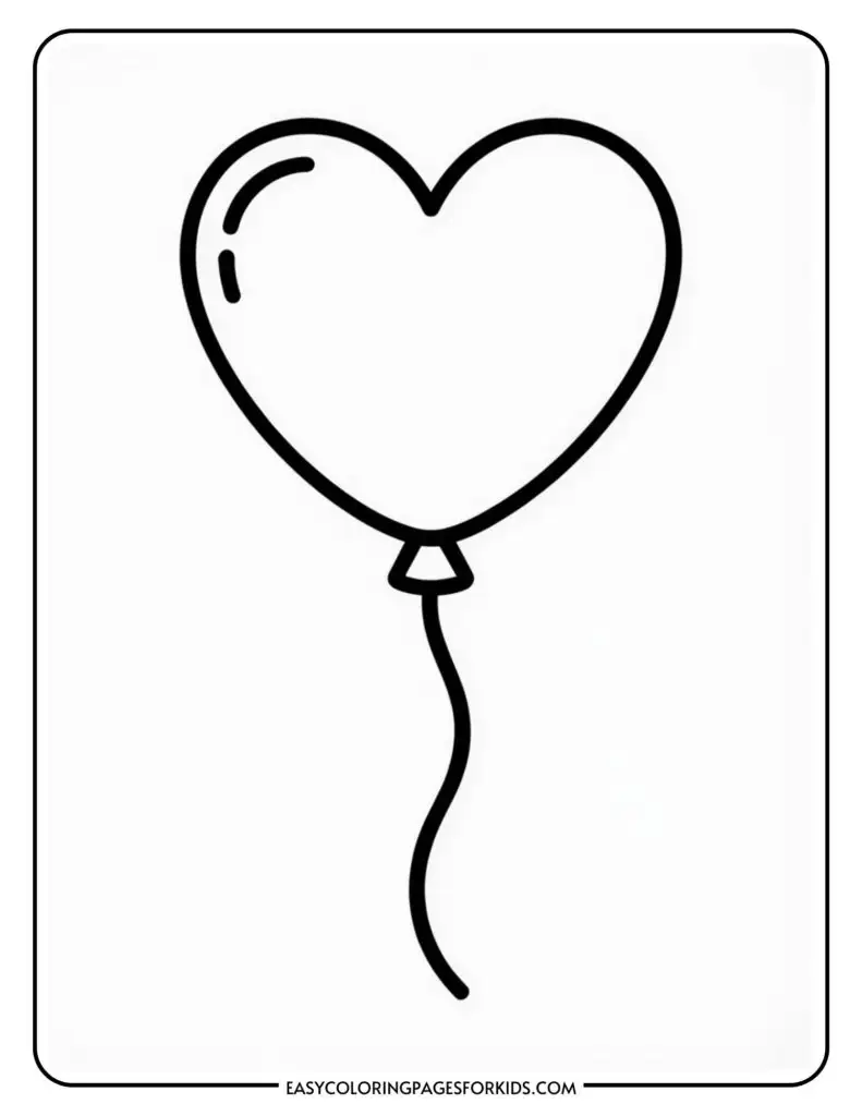 Simple line drawing of a heart-shaped balloon with a string.