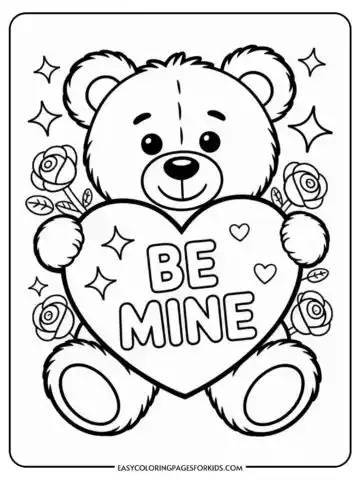 A teddy bear holding a heart with 