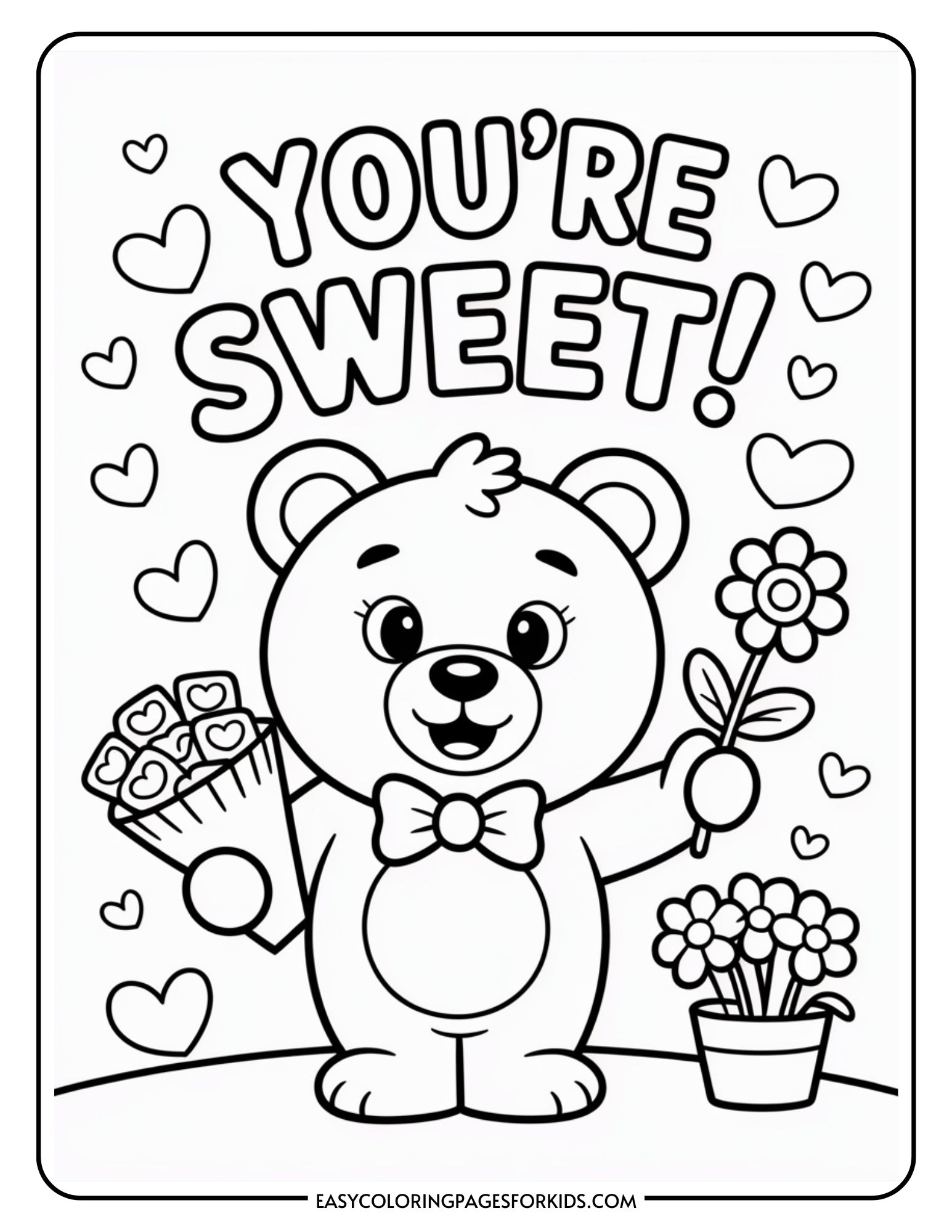 Valentine Teddy Bear Coloring Pages (10 Coloring Sheets) - Easy ...