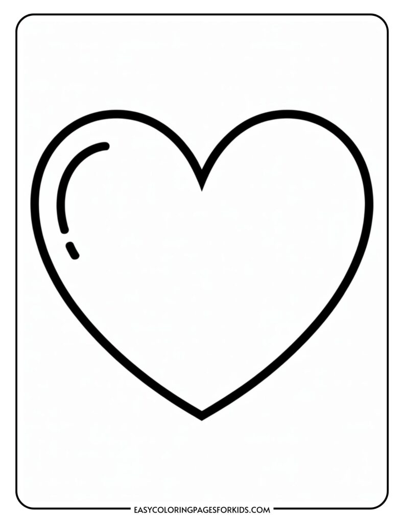 Black outline of a heart with a glossy highlight on a white background.