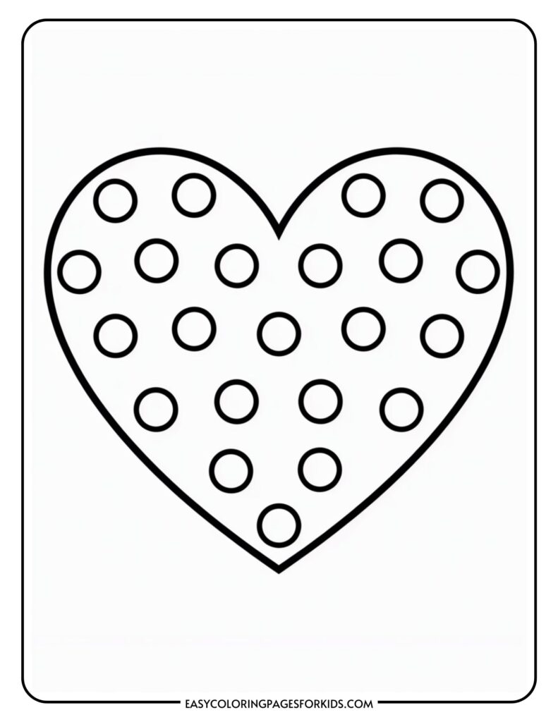 A heart shape filled with evenly spaced small circles.