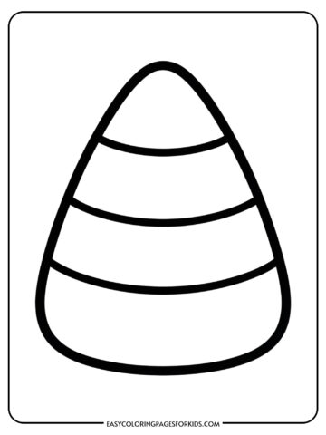 A simple candy corn drawing with three clearly defined sections ready to color.