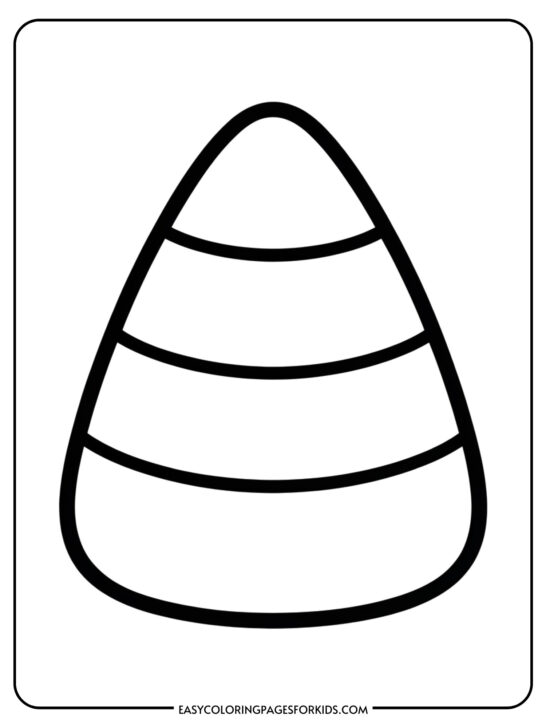 A simple candy corn drawing with three clearly defined sections ready to color.