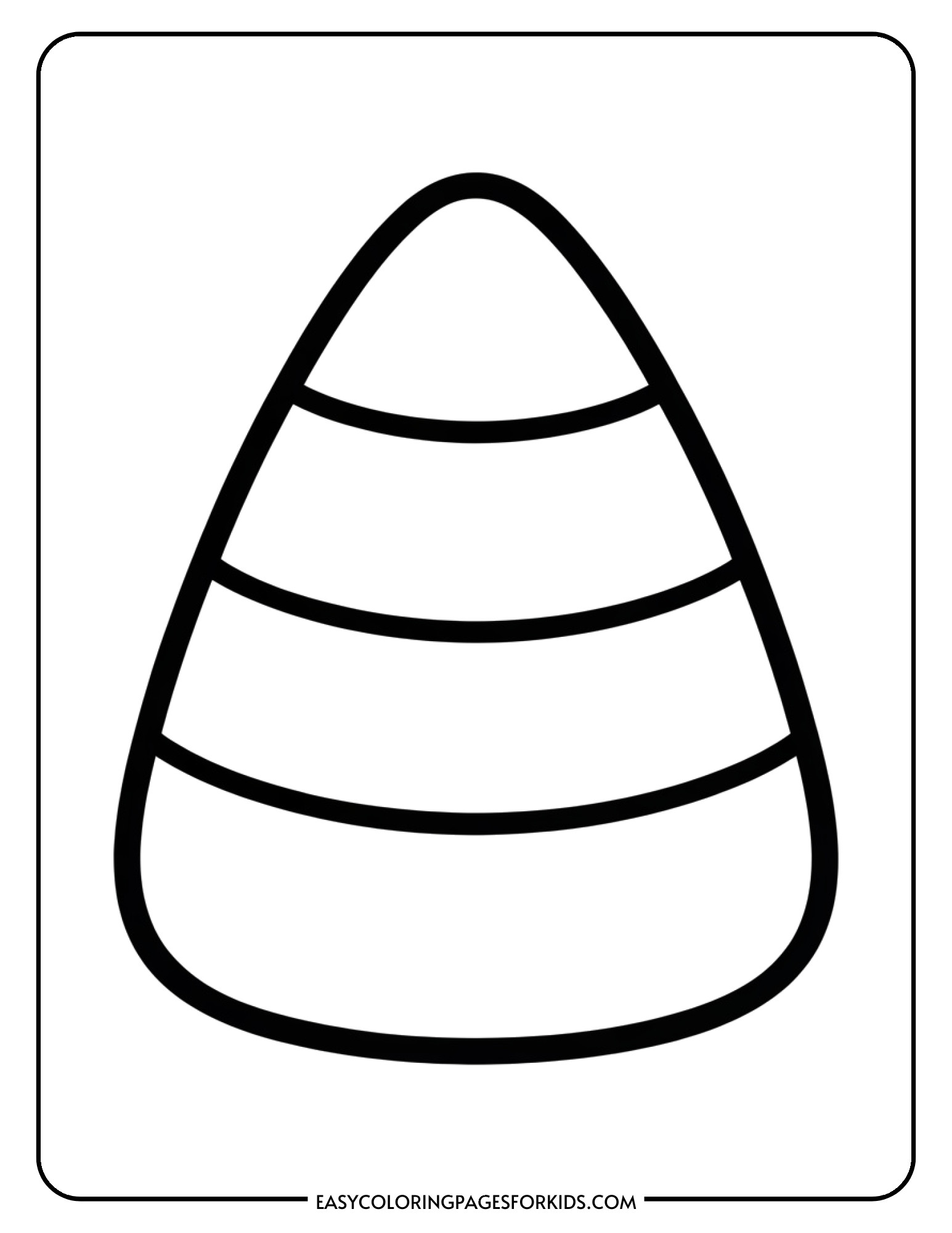 A simple candy corn drawing with three clearly defined sections ready to color.