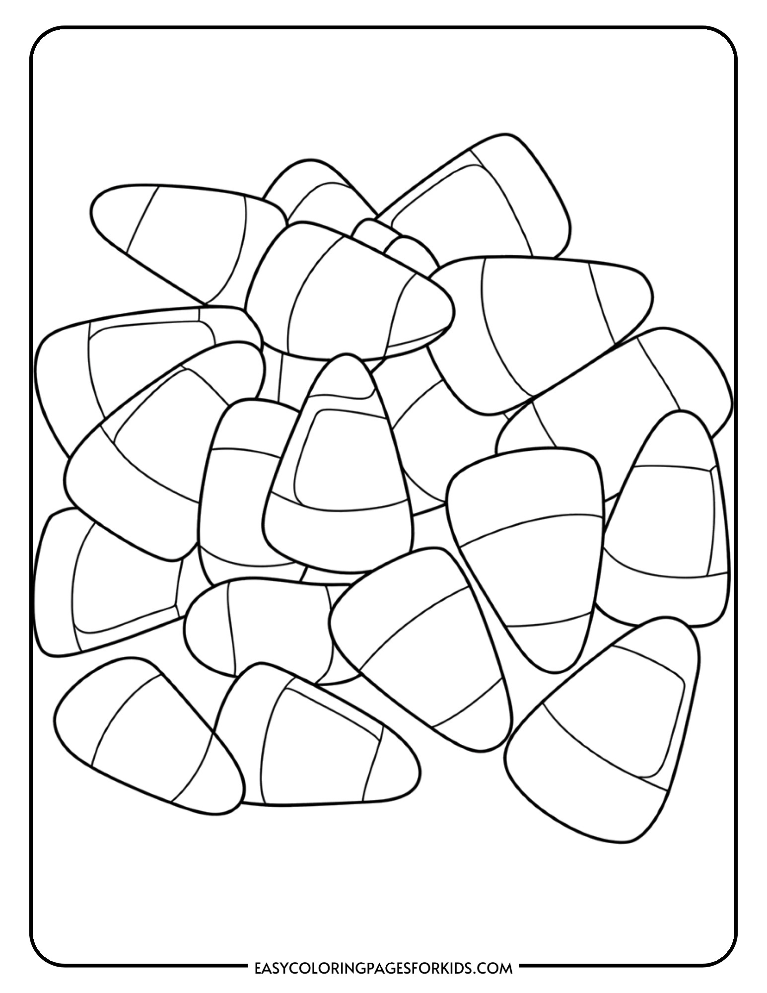 Several candy corn pieces stacked and scattered together in a group.
