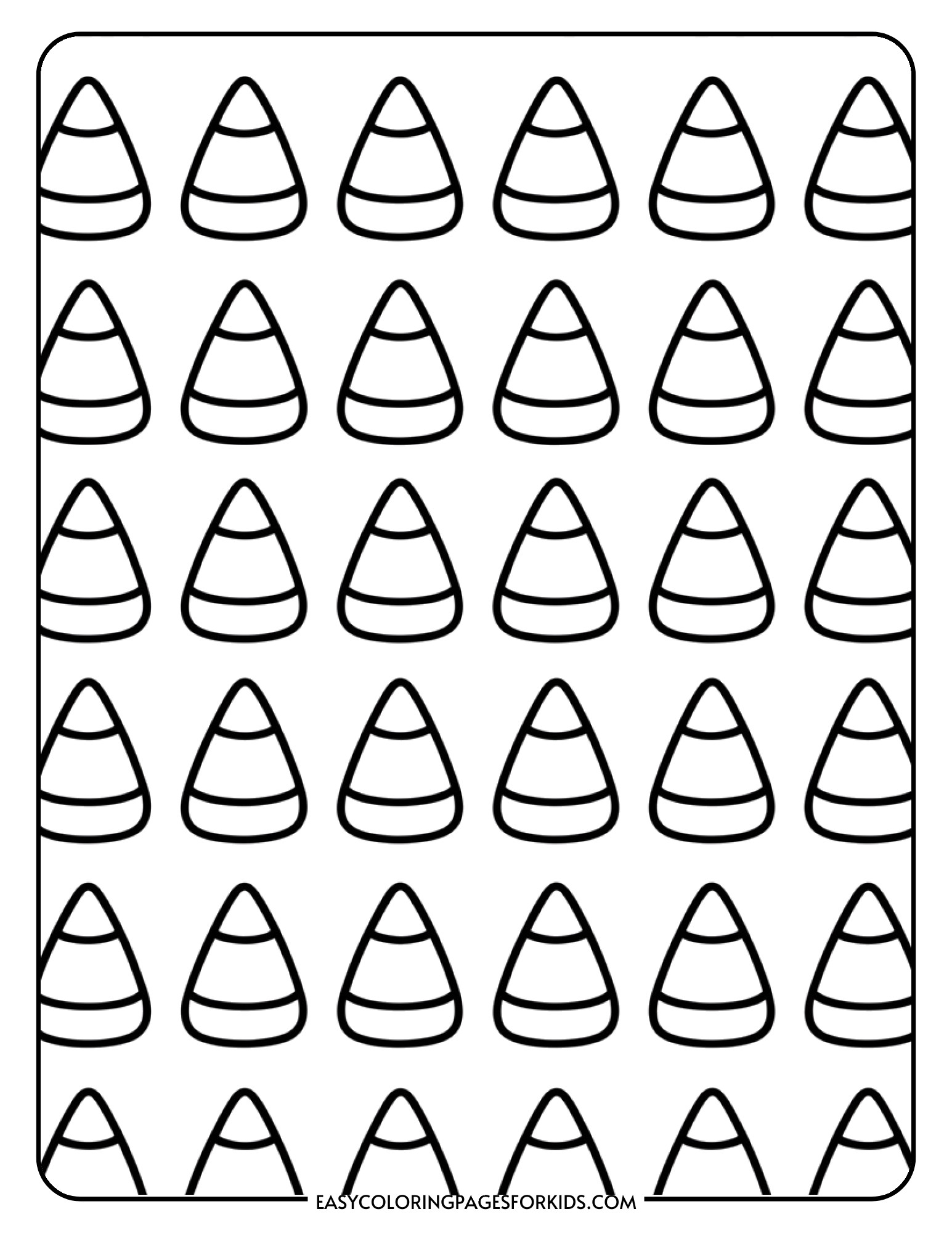 A decorative pattern of candy corn pieces arranged in neat rows.
