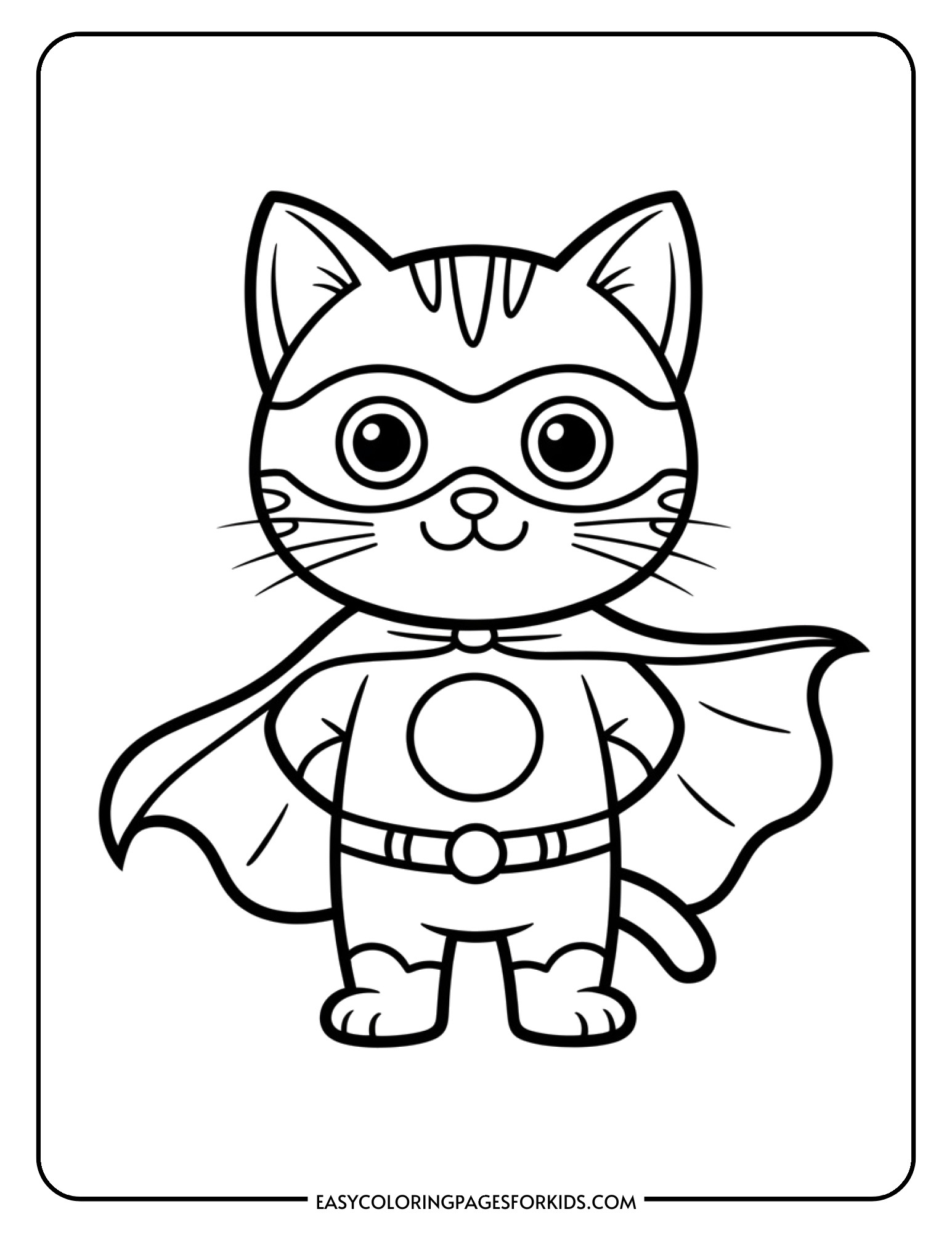 A playful cat dressed up in a superhero cape and mask costume for Halloween fun.