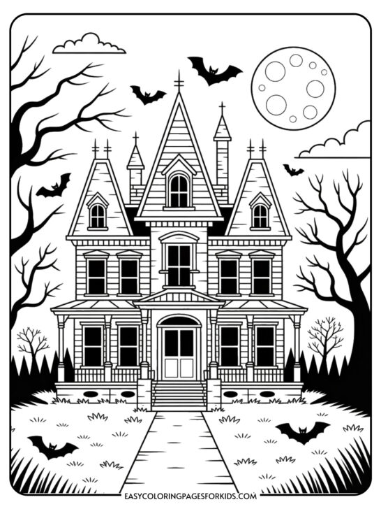 Haunted House Coloring Pages (9 Pages To Print)