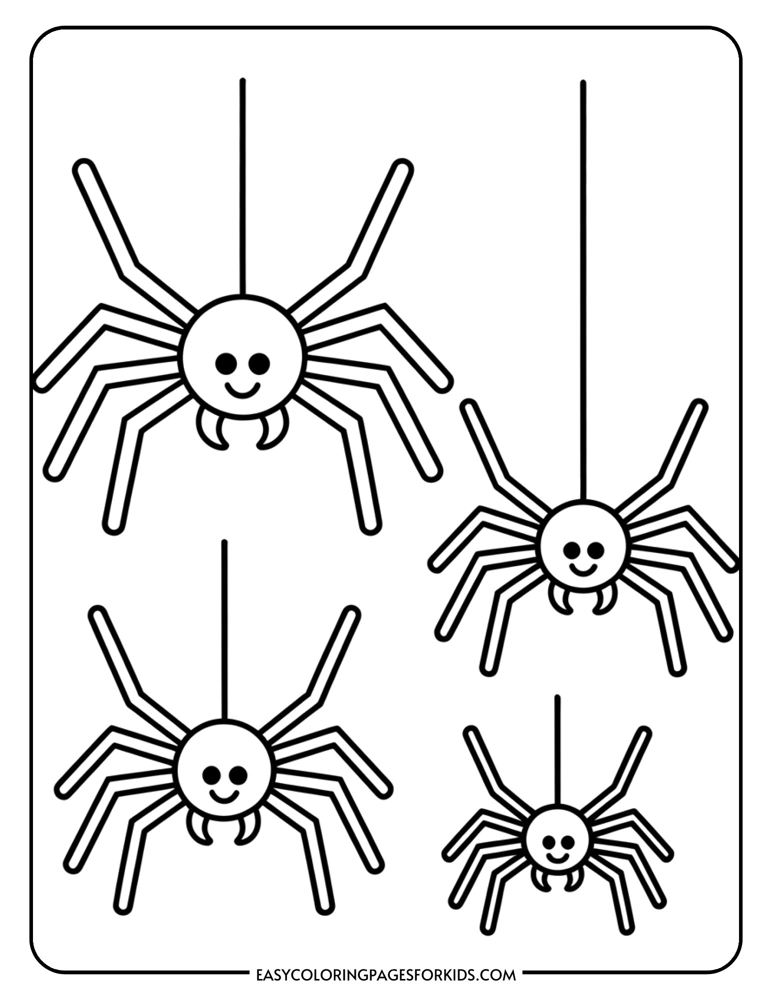 A family of three spiders in different sizes standing together happily.